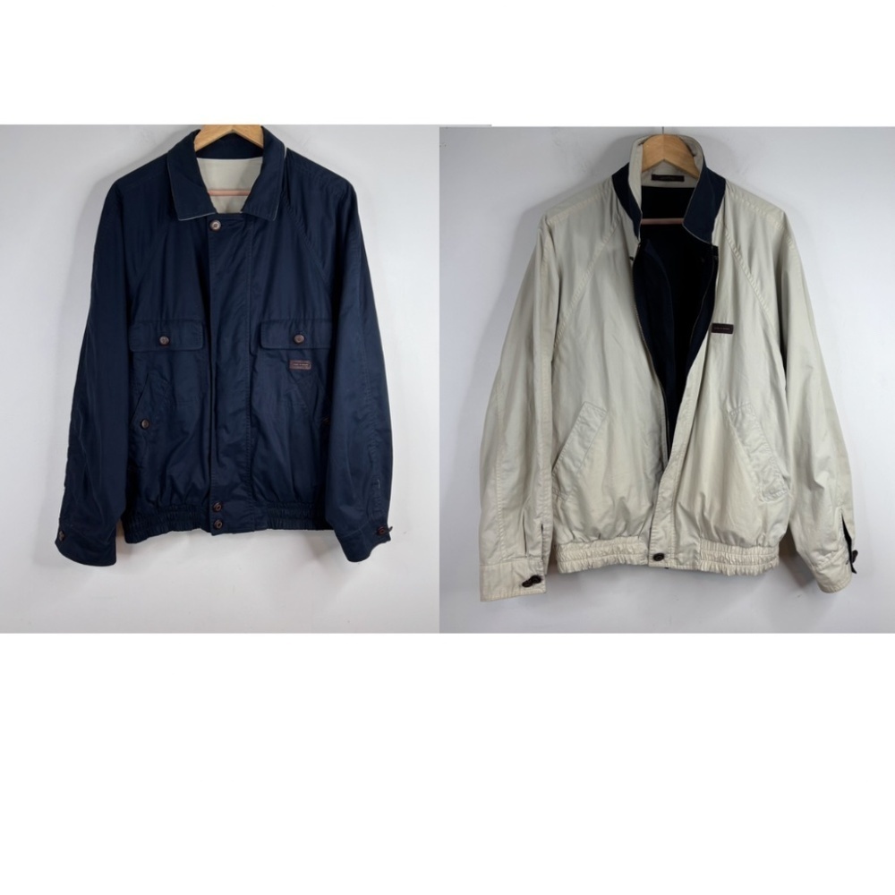 Vintage Paul & Shark Yachting Bomber Jacket M Reversible Italy Cotton Resin Navy